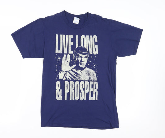 Port & Company Unisex Blue Sci-Fi T-Shirt Medium