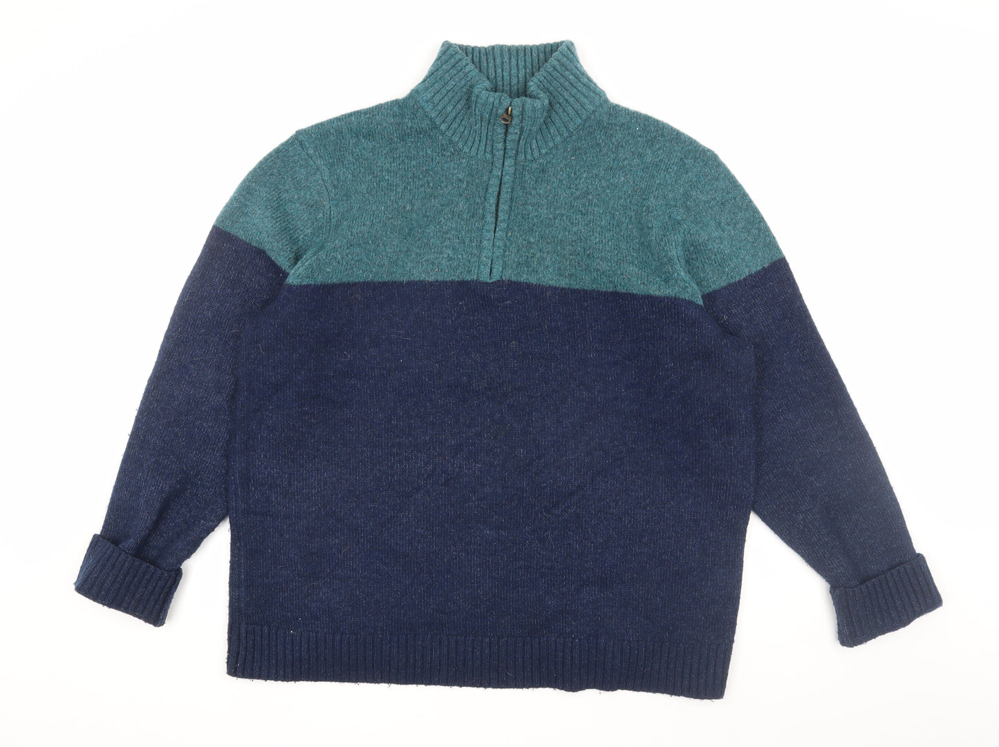 Fat Face Men's Blue XL Pullover Jumper with 1/4 Zip