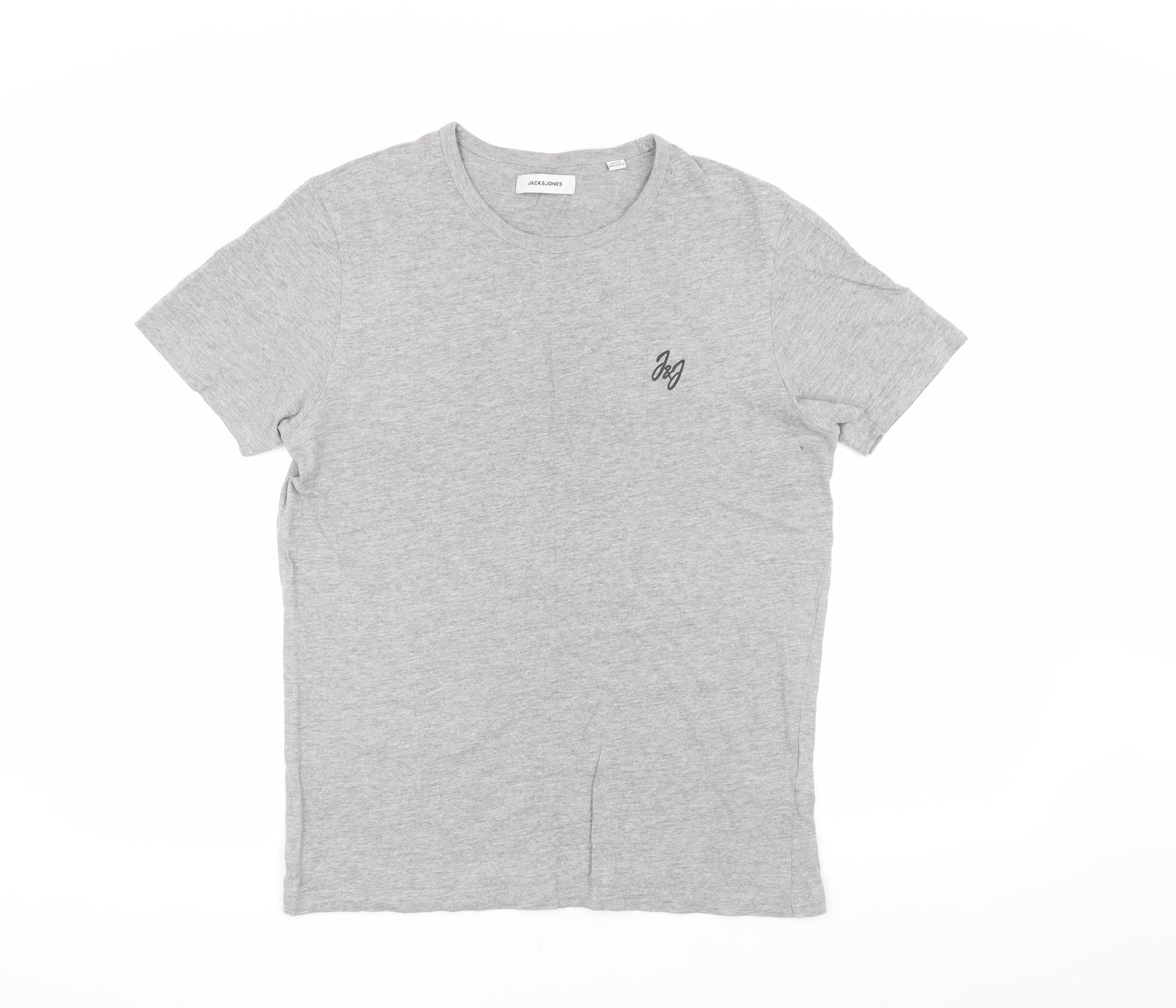 Jack & Jones Men's Grey Logo Crew Neck T-Shirt - Size S