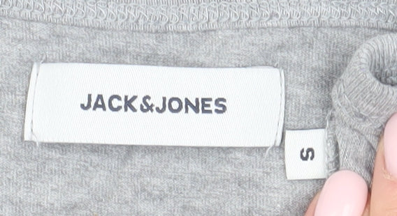 Jack & Jones Men's Grey Logo Crew Neck T-Shirt - Size S