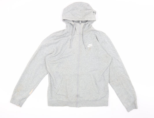 Nike Men's Grey Full Zip Hoodie, Size L, Regular Fit