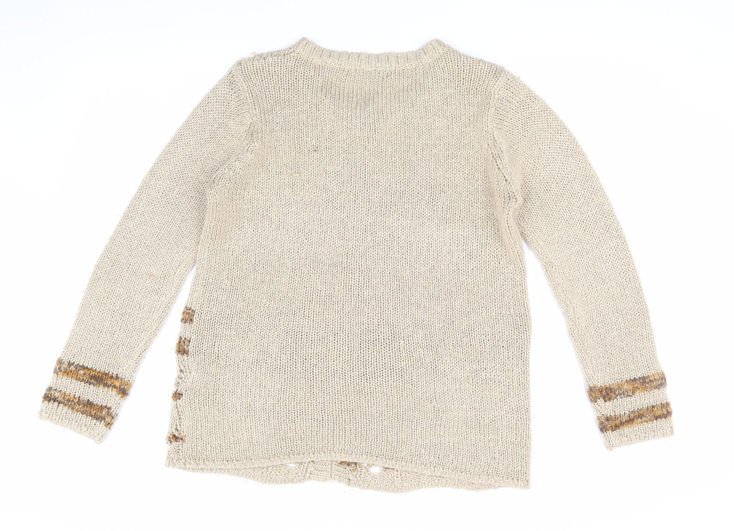 Sarah Dunnway Women's Beige Cardigan M Button Accent