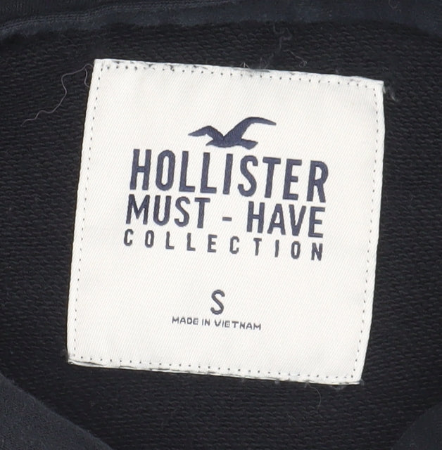 Hollister Men's Black Pullover Hoodie, Size S, Logo Accent