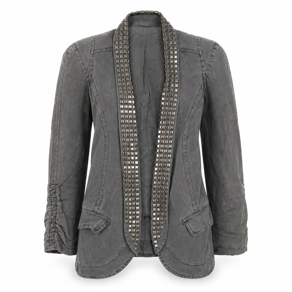 Front view of Miss Selfridge Grey Studded Women's Blazer Jacket, size 8
