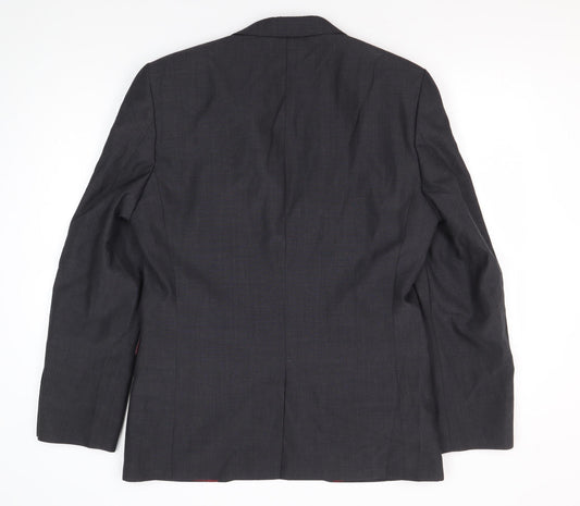 Next Men's Black Blazer 40 Regular Two-Button Wool