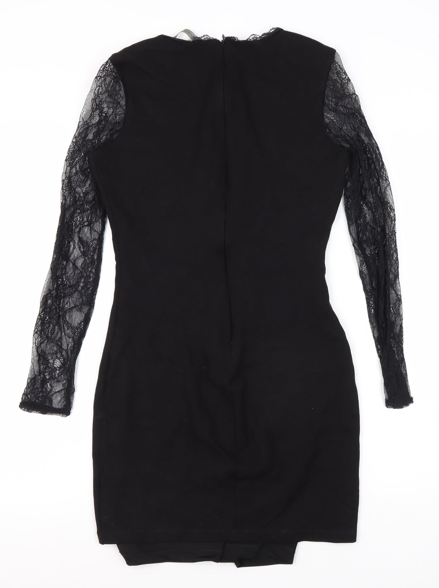 Zara Women's Black Bodycon Lace Sleeve Dress Size 8
