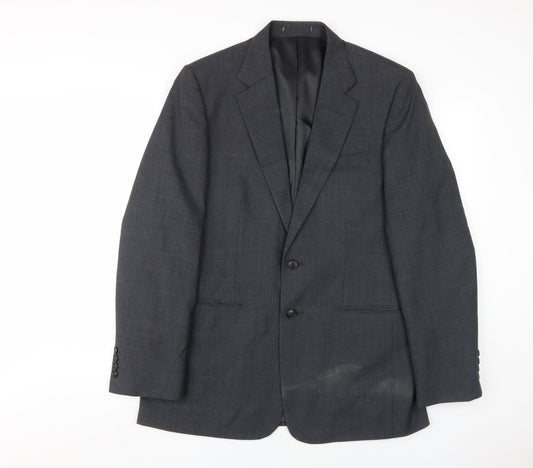 Jaeger Men's Grey Wool Blazer 40R Notch Lapel
