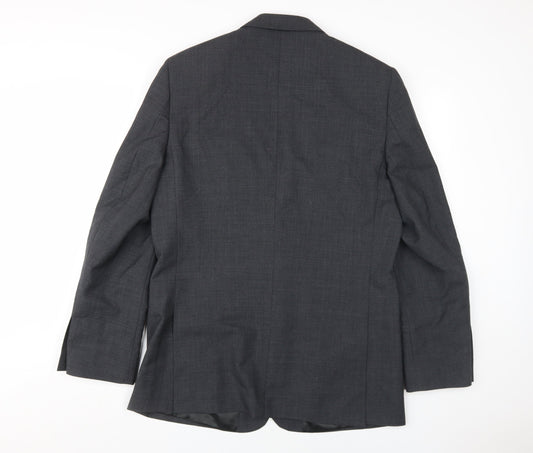Jaeger Men's Grey Wool Blazer 40R Notch Lapel