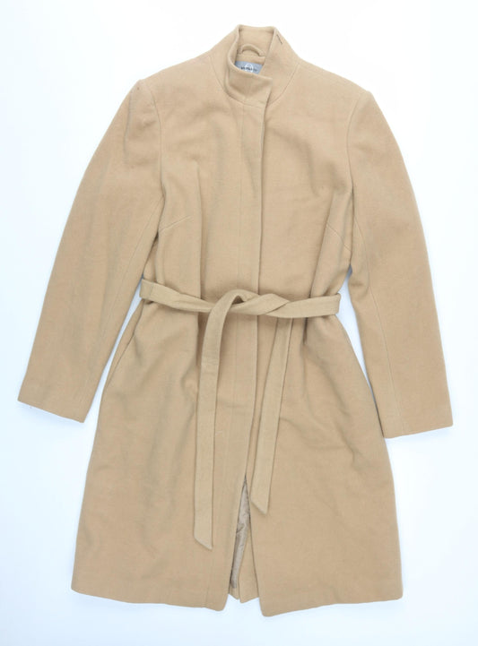 Amaranto Women's Beige Wool Overcoat Size 14
