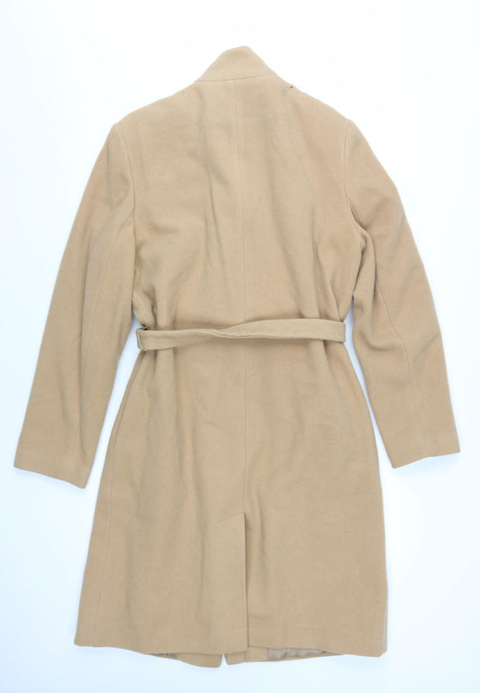 Amaranto Women's Beige Wool Overcoat Size 14
