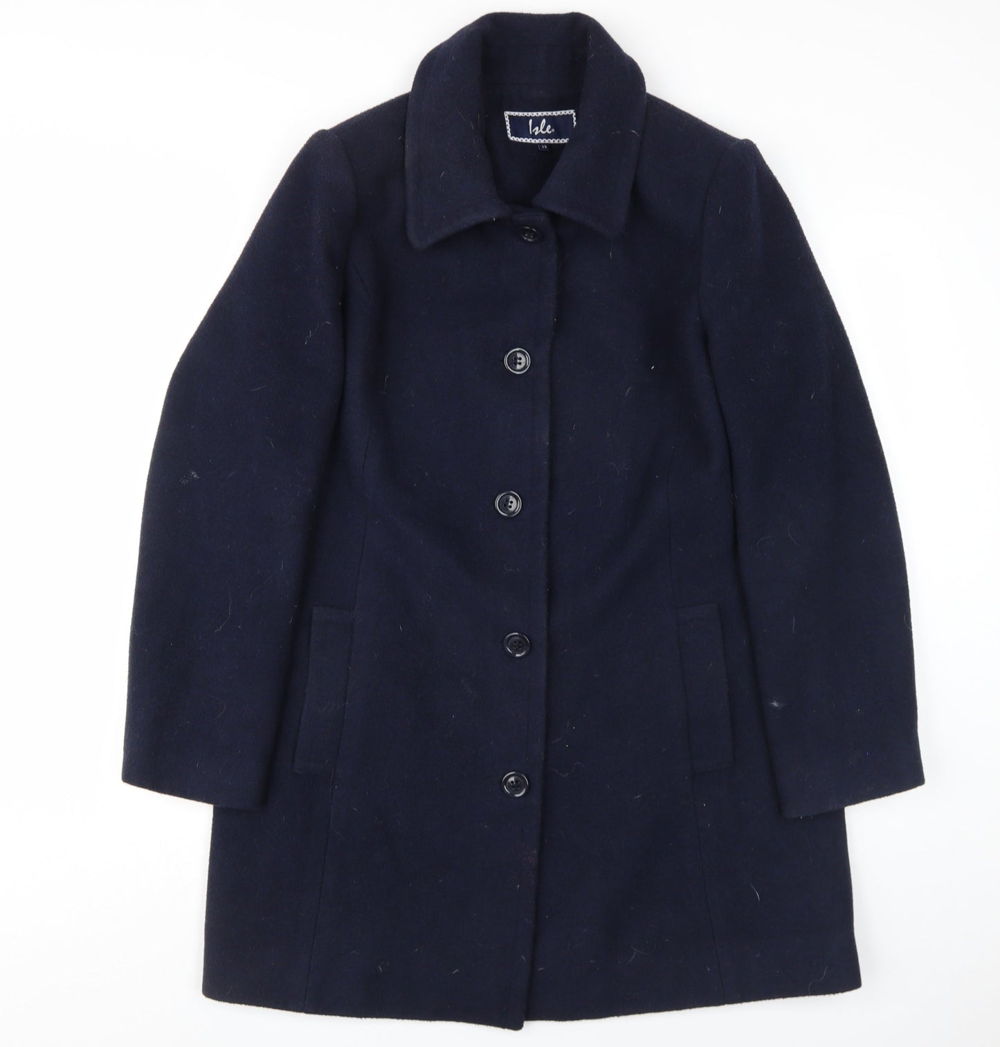 Isle Women's Blue Overcoat Size 12 Regular Fit