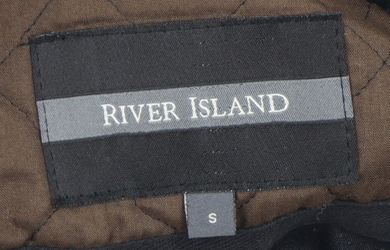 River Island Men's Black Wool Parka Coat Size S