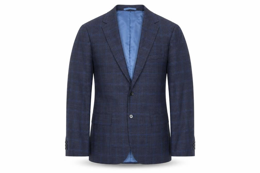 Mens 40 Chest Regular Moss London Blue Two-Button Blazer
