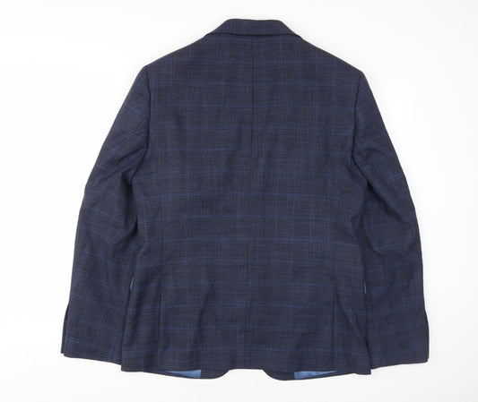 Moss London Men's Blue Check Slim Fit Blazer 40R