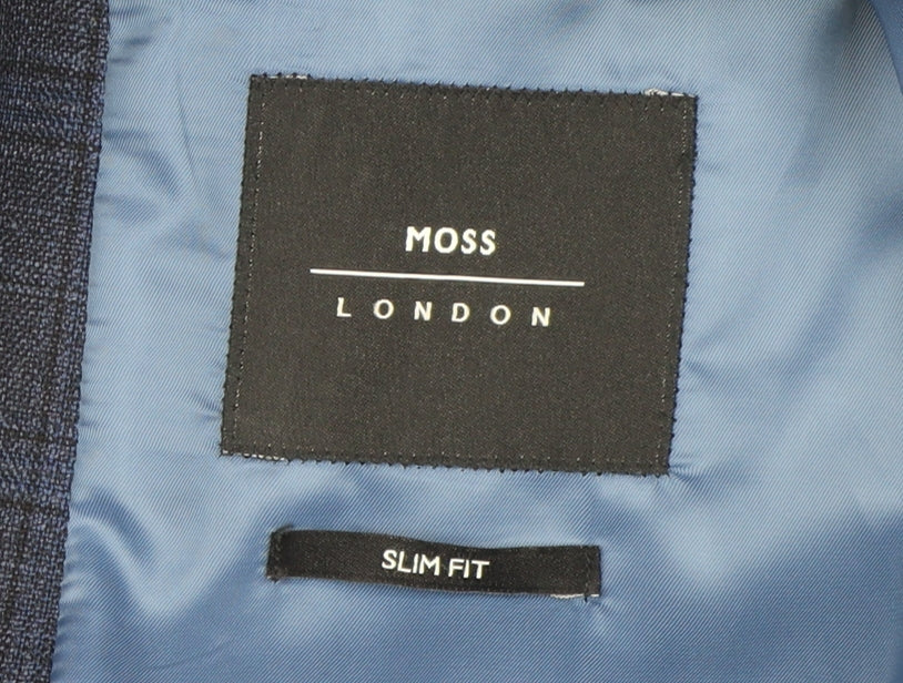 Moss London Men's Blue Check Slim Fit Blazer 40R