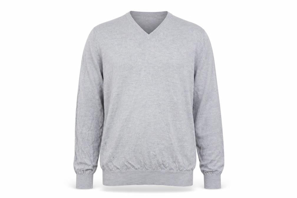 Marks and Spencer Men's Grey Wool V-Neck Pullover L