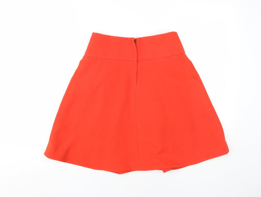 Maeve Women's Red A-Line Short Skirt with Zips