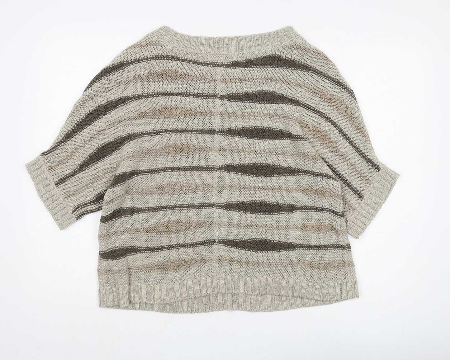 Marks & Spencer Women's Beige Striped Pullover Size 14