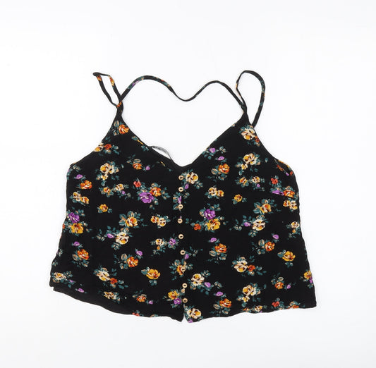 Stradivarius Women's Black Floral Camisole, Size M