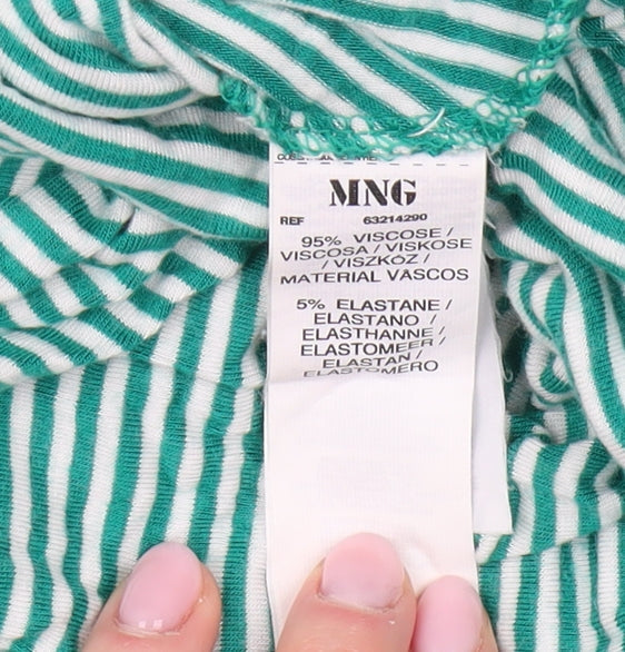 MNG Women Green Striped Tank Top Size 12