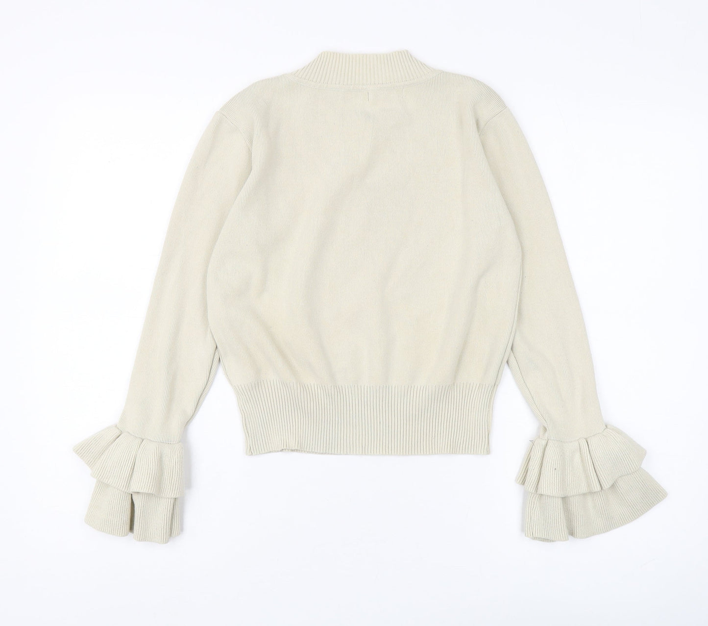 by clara Women's Beige Mock Neck Pullover Jumper S