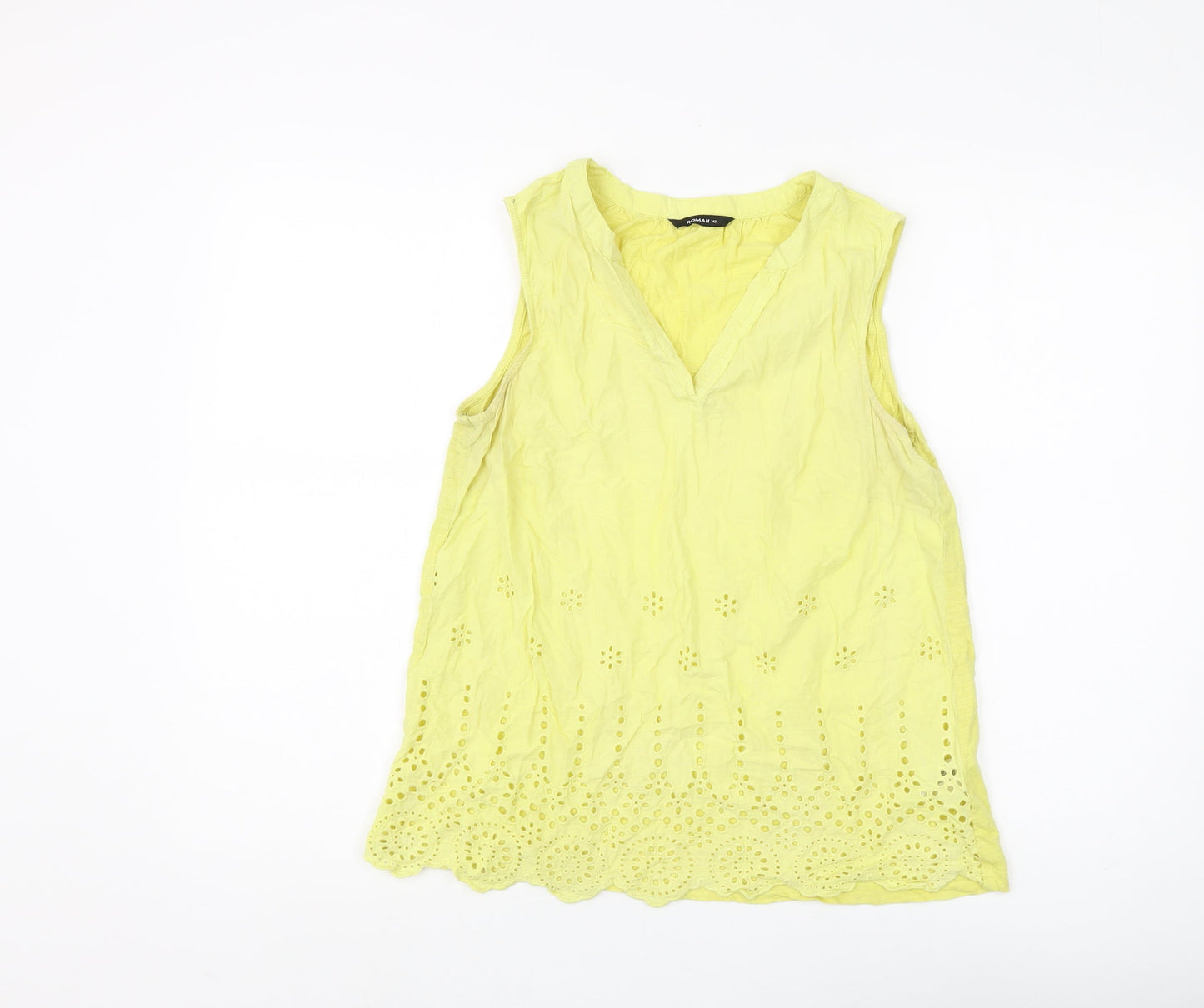 Roman Women's Yellow Sleeveless Tunic Tank, Size 12