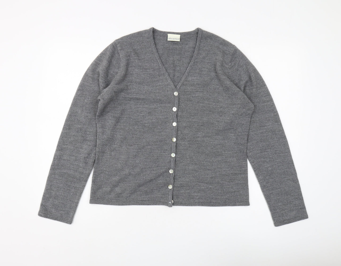 Joie de Vivre Women's Grey Cardigan - Size L, V-Neck