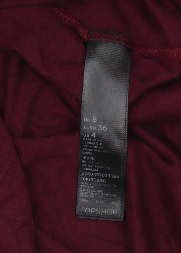 Topshop Women's Red Bodycon Dress Size 8
