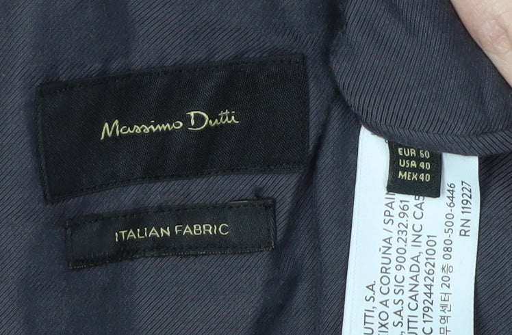 Massimo Dutti Men's Black Blazer Size 40R Notch Lapel