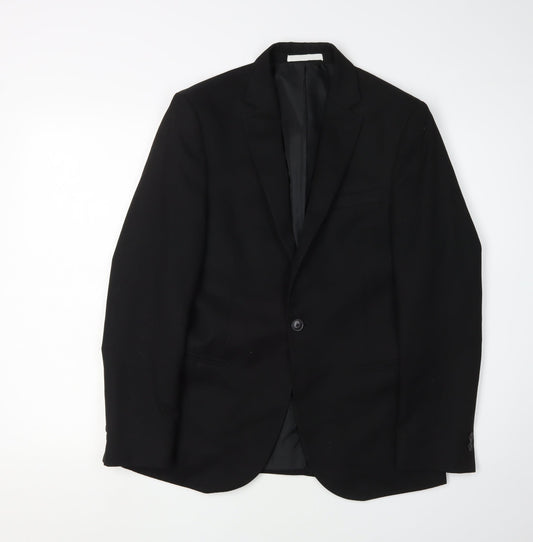 Moss London Men's Black Blazer 36 Skinny Fit