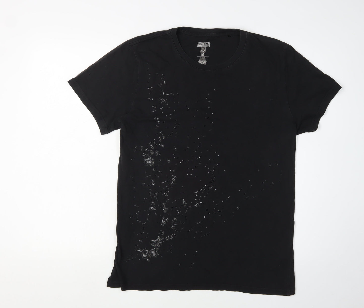 Collabor + Aid Men's Black M T-Shirt, Solid Crew Neck
