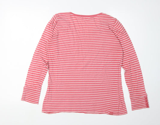 Fat Face Women's Pink Striped Cotton Long Sleeve T-Shirt