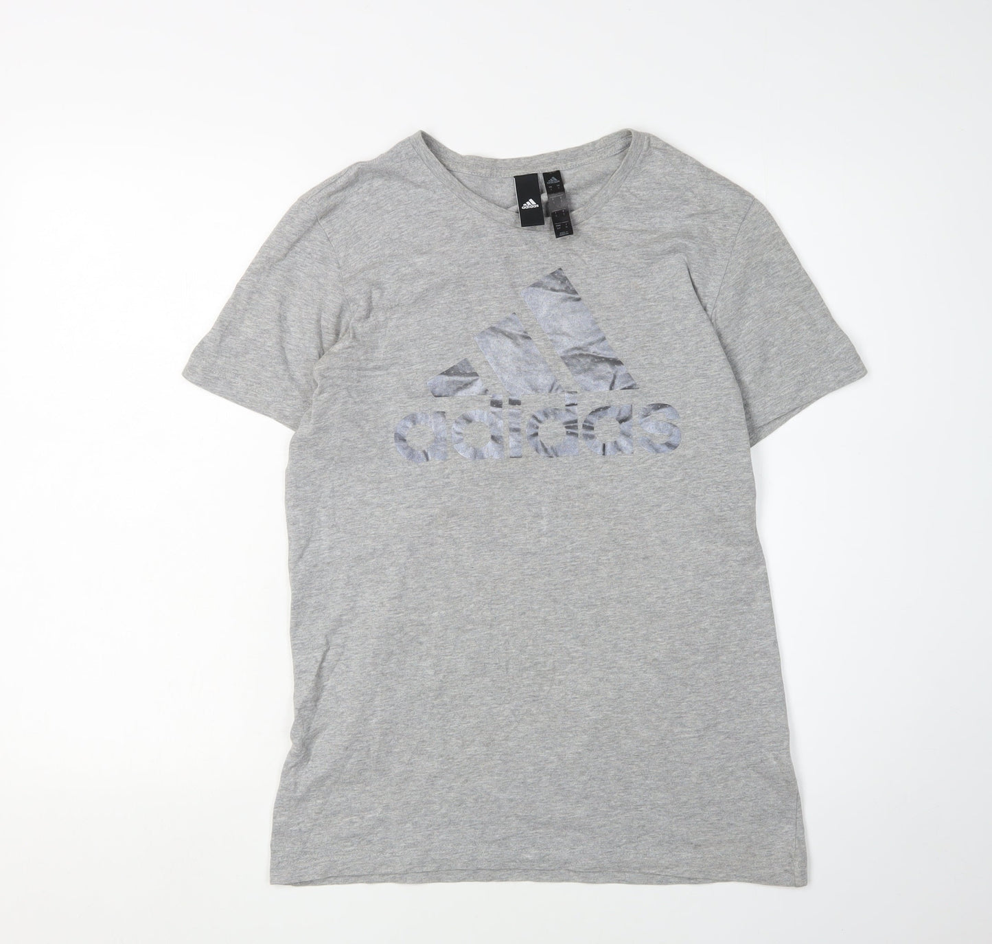 Adidas Men's Grey Cotton Short Sleeve T-Shirt S