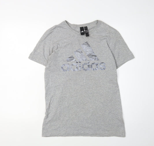 Adidas Men's Grey Cotton Short Sleeve T-Shirt S