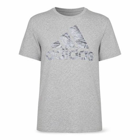 Front view of Adidas Men's Grey Cotton Short Sleeve T-Shirt S