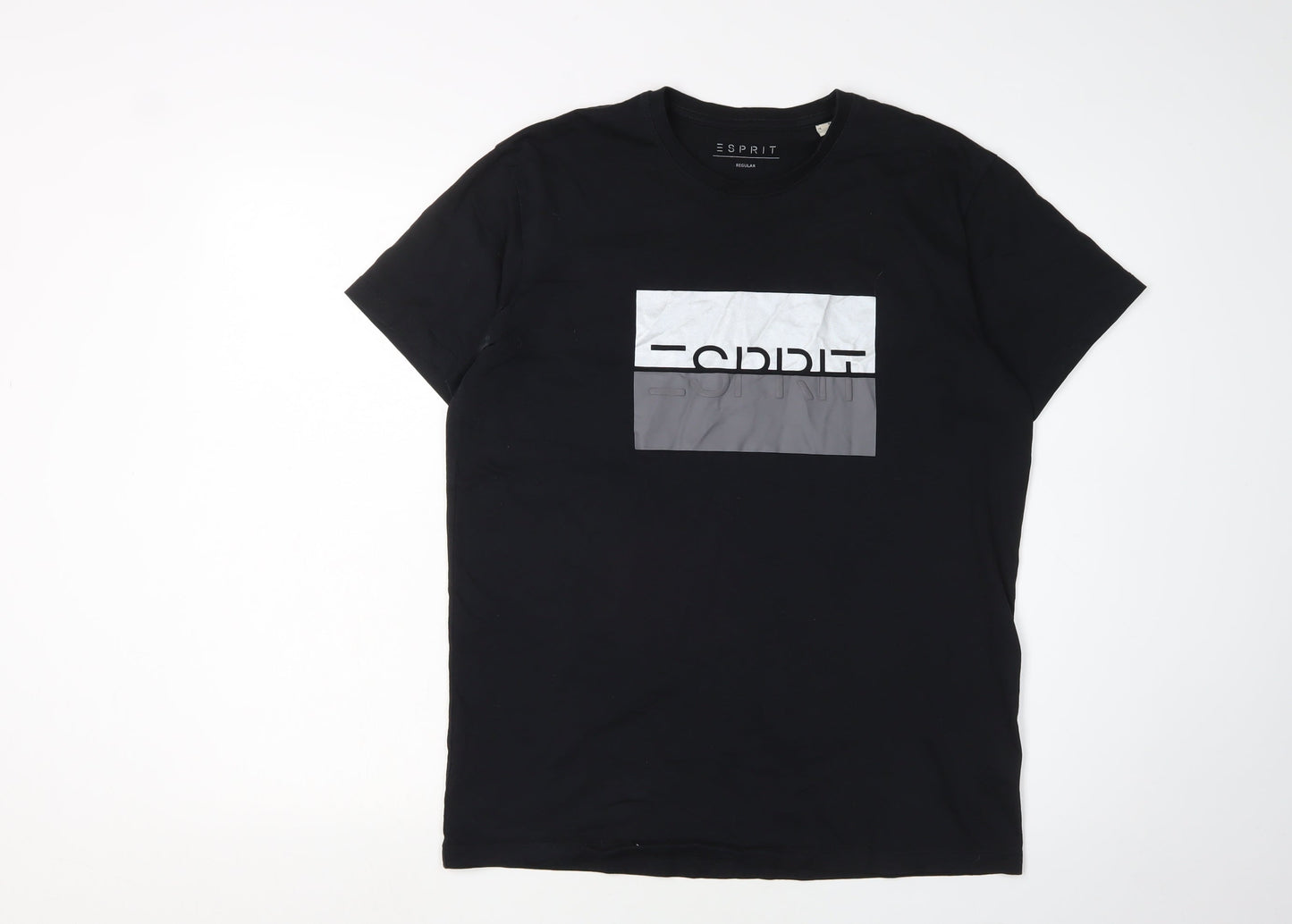Esprit Men's Black Graphic Print T-Shirt, S, Regular Fit