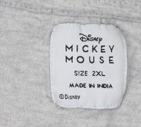 Disney Unisex Grey Mickey Mouse Cartoon T-Shirt 2XL