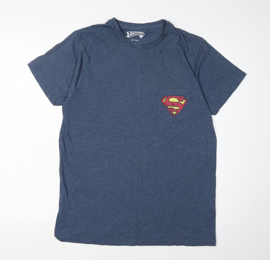 Superman Men's Blue Crew Neck T-Shirt Size M