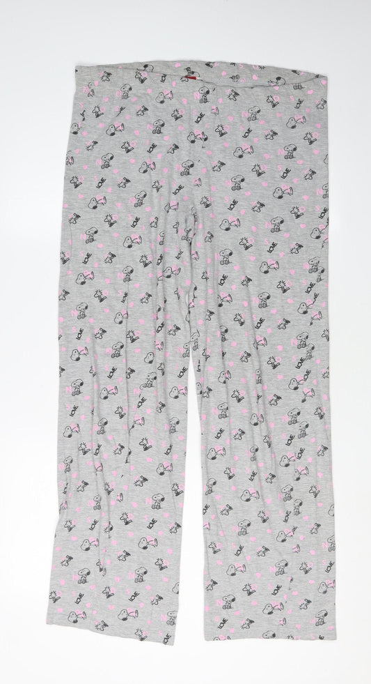 Peanuts Women's Grey Cartoon Pyjama Pants Size 6-8