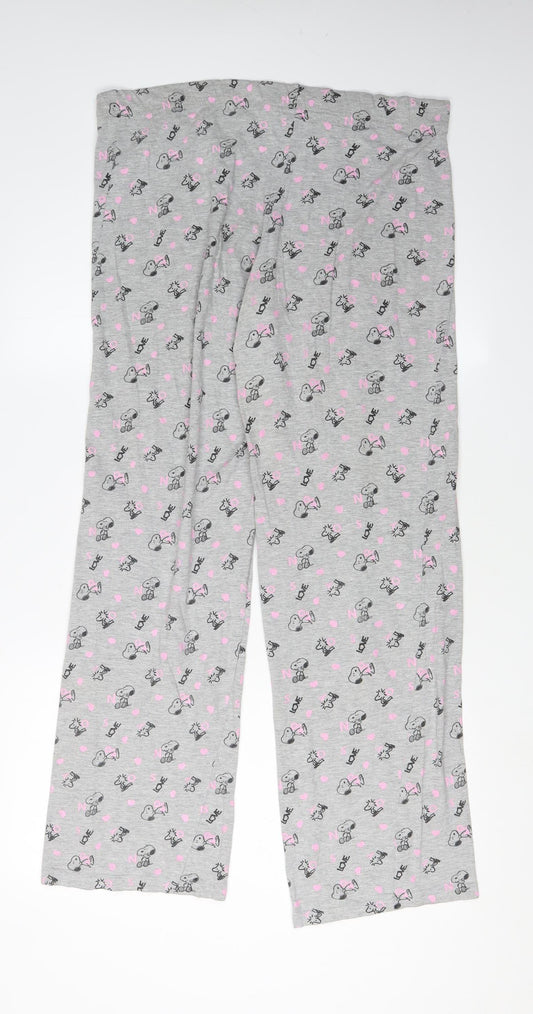 Peanuts Women's Grey Cartoon Pyjama Pants Size 6-8