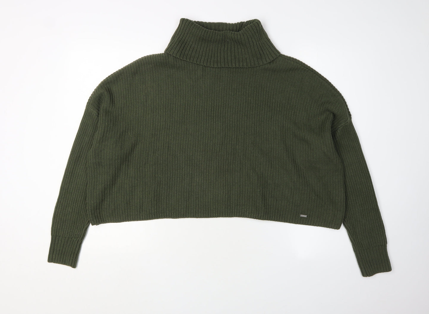Hollister Women's Green Roll Neck Pullover Jumper S
