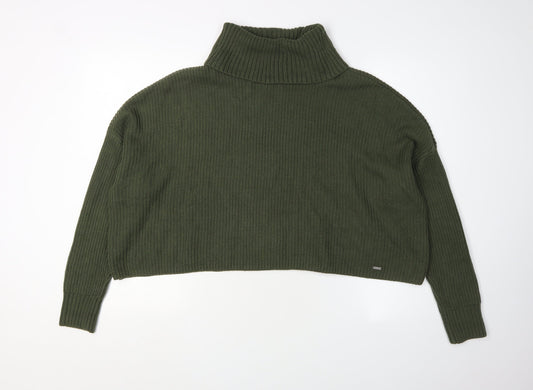 Hollister Women's Green Roll Neck Pullover Jumper S