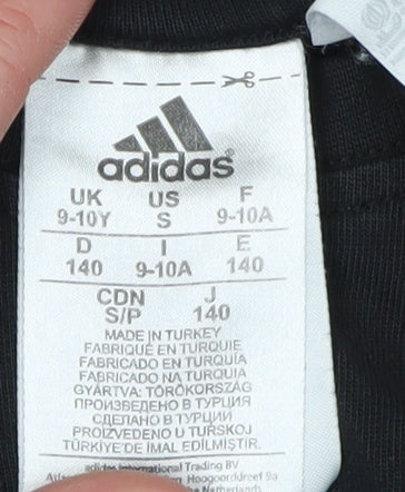 Adidas Boys Black Logo T-Shirt 9-10 Years Regular Fit