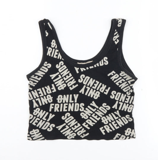 Pull & Bear Black Cropped Tank Women's Size 12