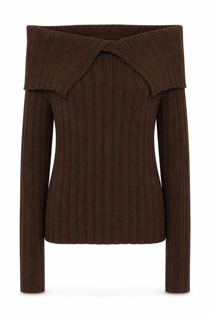 Front view of ASOS DESIGN Women's Brown Knit Jumper, size 14