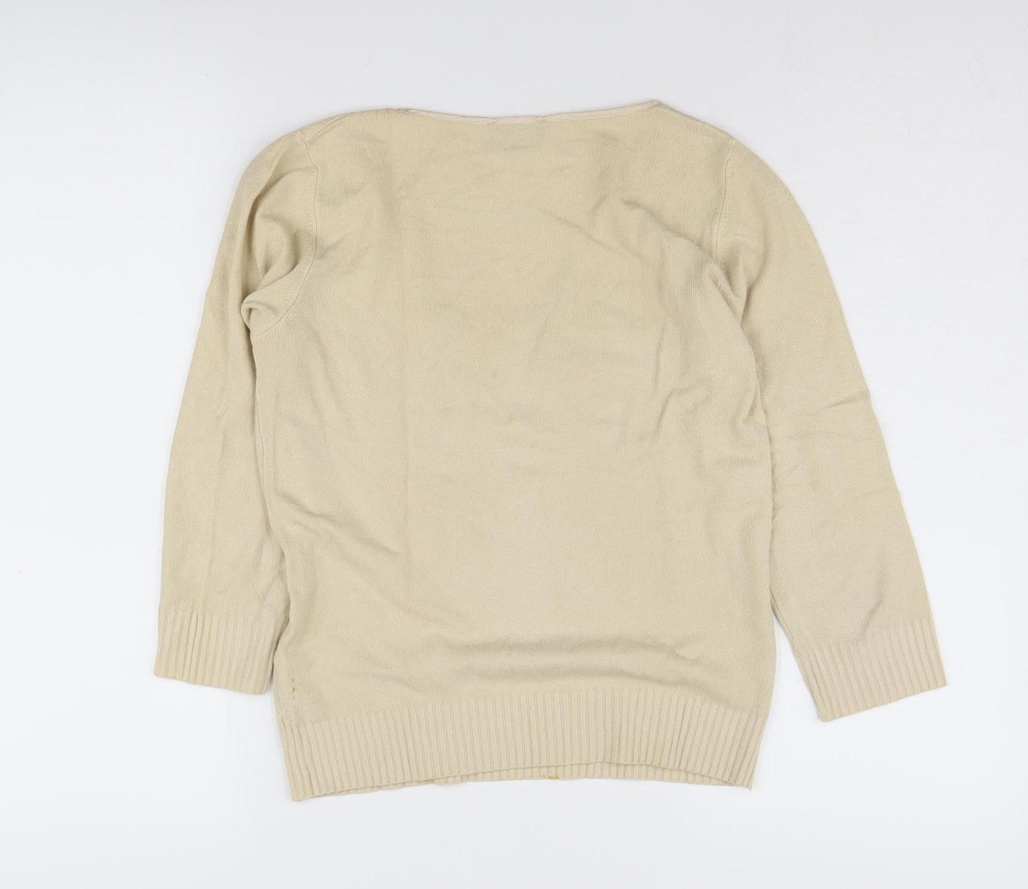 Marks and Spencer Beige V-Neck Pullover Jumper Size 10
