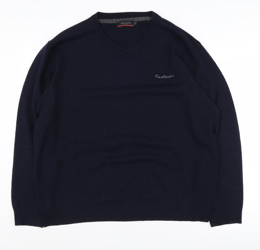 Pierre Cardin Men's Blue 2XL V-Neck Pullover Jumper