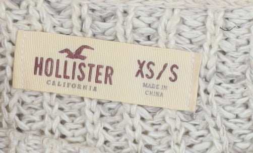 Hollister Women's Ivory Chunky-Knit Pullover Jumper