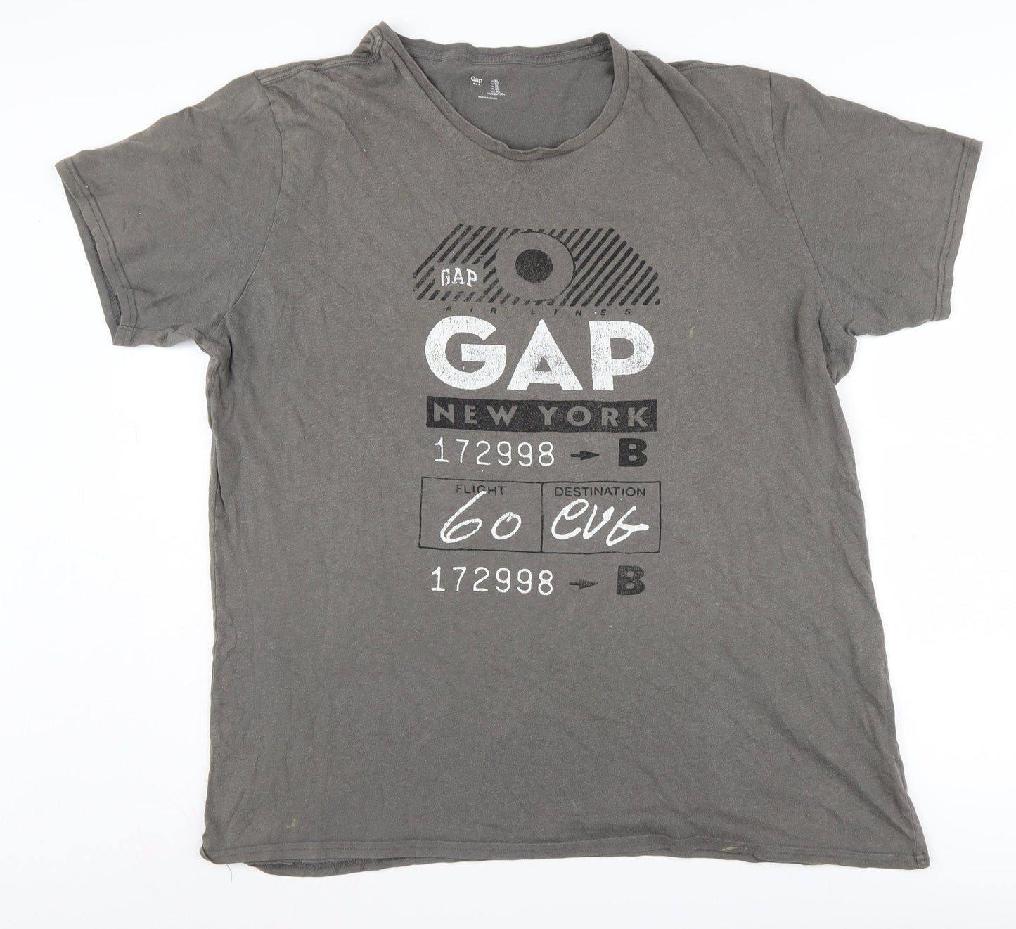 Gap Men's Grey Graphic Print T-Shirt, XL, Cotton