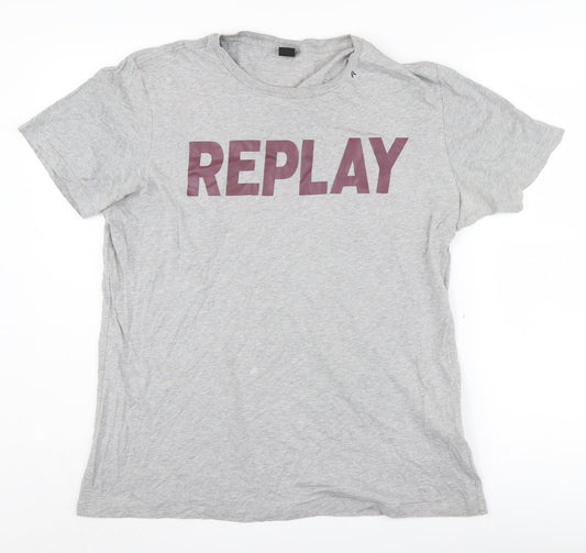 Replay Unisex Grey Basic T-Shirt - XL Casual Wear